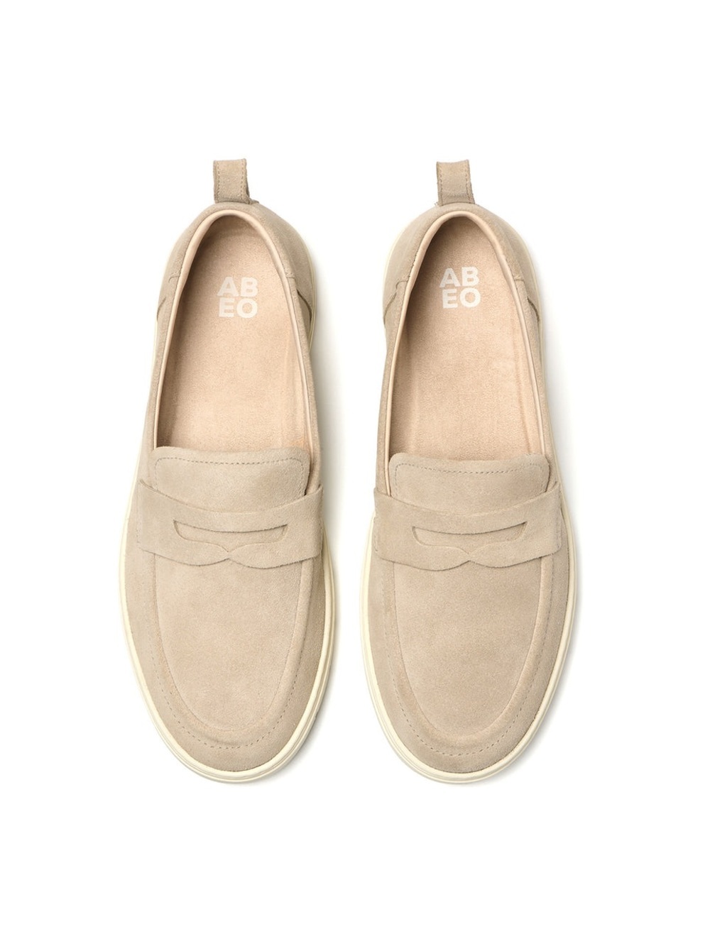 Abeo Beige Suede Penny Loafers